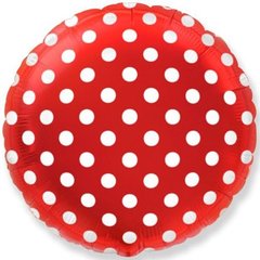 Фольгована кулька Flexmetal 9" круг горошок на червоному