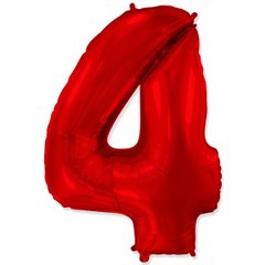Фольгированный шар Flexmetal цифра «4» Красная 40"