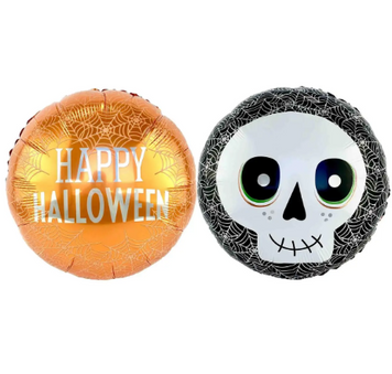 Фольгована кулька 18" Коло "HAPPY HALLOWEEN" Чорно-помаранчева двустороння (Китай)