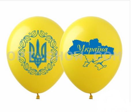 Латексна кулька Art Show 12" DP-8 Україна на жовтому (2 ст) (100 шт)