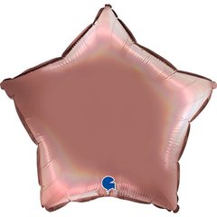 Фольгированный шар Grabo 18” Звезда Голографический платиновый Розовый