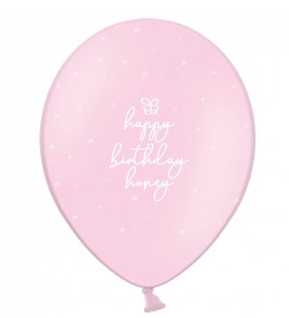 Латексна кулька Belbal 12” "Нappy Вirthday, honey" на рожевому (1 шт)