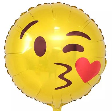 Фольгована кулька 18” круг смайлик емоджі поцілунок Китай