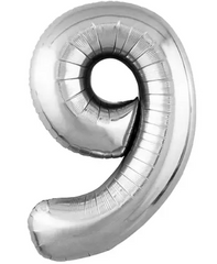 Фольгированный шар Flexmetal Slim цифра «9» Серебро 40"