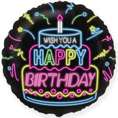 Фольгированный шар Flexmetal 18" круг wish you a happy birthday неон