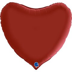 Фольгированный шар Grabo 36” Сердце Сатин Рубин Красный