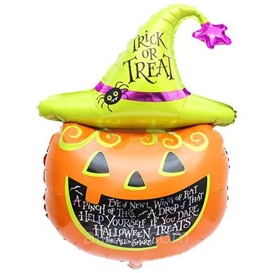 Фольгированный шар Большая фигура Хэллоуин тыква в шляпе (Китай)