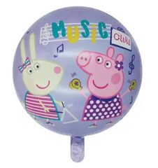 Фольгированный шар 18″ круг Свинка Пеппа Музыка (Китай)
