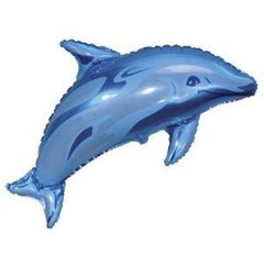 Фольгована кулька Flexmetal Велика фігура дельфін блакитний