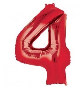 Фольгована кулька Anagram цифра &laquo;4&raquo; червона 40" (100 см)