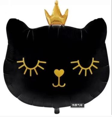 Фольгована кулька Велика фігура чорна кішка з короною мала 54 см (Китай)
