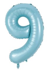 Фольгована кулька цифра «9» блакитна 32” під гелій в уп. (Китай)