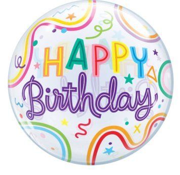 Фольгована кулька 18" Коло "Happy Birthday" Неон (Китай)
