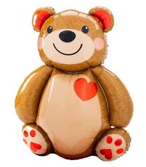 Фольгована кулька Велика фігура ведмедик з сердечком на грудях (80см) (Китай)