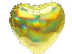 Фольгированный шар 18” Сердце Голограмма Золото (Китай)