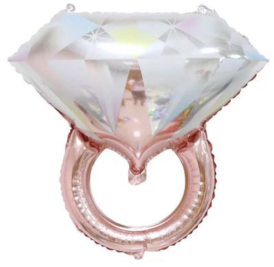 Фольгированный шар Большая фигура кольцо с бриллиантом Розовое золото (Китай)