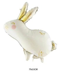 Фольгована кулька Велика фігура Кролик кремовий з золотими вушками 79*55см (під повітря) (Китай)