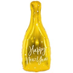 Фольгированный шар PartyDeco Большая фигура Бутылка шампанского HNY 32х82 см УП НГ