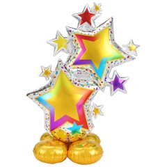 Фольгированный шар Anagram Стоячая фигура Звезды разноцветные airloonz под воздух