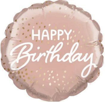 Фольгована кулька 18" коло Happy Birthday пудрова (Китай)