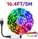 Світлодіодна RGB LED стрічка 5м, від USB, пульт