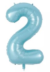 Фольгированный шар цифра «2» Голубая 16" (Китай)
