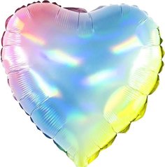 Фольгована кулька 18” Серце Райдужна Голограма (Китай)