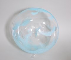 Повітряна кулька Сфера Bubbles (баблс) 18” Прозора з принтом блакитне пір'я (Китай)