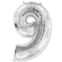 Фольгированный шар Flexmetal цифра «9» Серебро 40"
