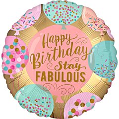 Фольгована кулька 18" Круг "Happy Birthday-stay fabulous" Китай