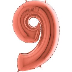 Фольгированный шар Grabo цифра «9» Розовое Золото 40" в уп