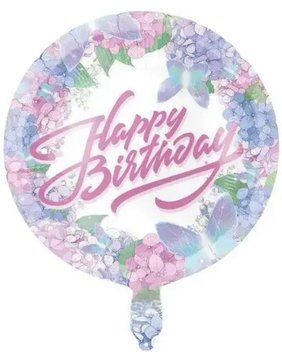 Фольгована кулька 18&rdquo; коло квіти Happy Birthday (Китай)