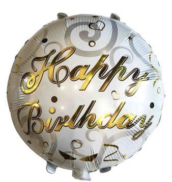 Фольгована кулька 18" круг Happy birthday золото на білому Китай
