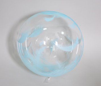 Повітряна кулька Сфера Bubbles (баблс) 18&rdquo; Прозора з принтом блакитне пір'я (Китай)