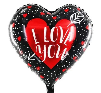Фольгована кулька 18” серце чорне i love you Китай