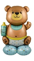 Фольгована Куля Стояча фігура ведмідь  хлопчик 123 см (Китай)