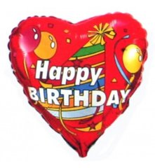 Фольгированный шар Flexmetal 18” сердце с рисунком happy birthday