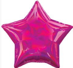 Фольгована кулька 18” Зірка Голограма Рожева (Китай)
