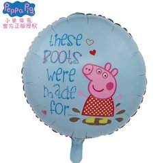 Фольгированный шар 18″ круг Свинка Пеппа в платье в горох (Китай)