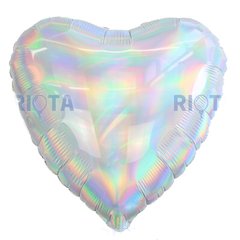 Фольгированный шар 18” Сердце Голограмма Серебро (Китай)