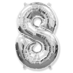 Фольгированный шар Flexmetal цифра «8» Серебро 40"