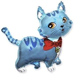 Фольгована кулька Flexmetal Велика фігура кішечка з шарфом блакитна