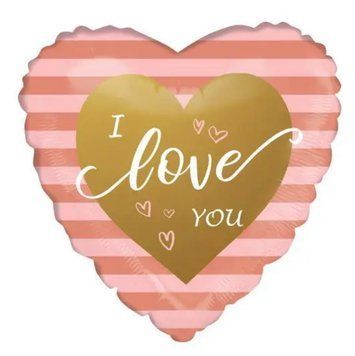 Фольгована кулька 18&rdquo; серце I love u рожеве у смужку Китай