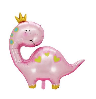 Фольгированный шар Большая фигура Динозаврик розовый с короной 86*89см (Китай)