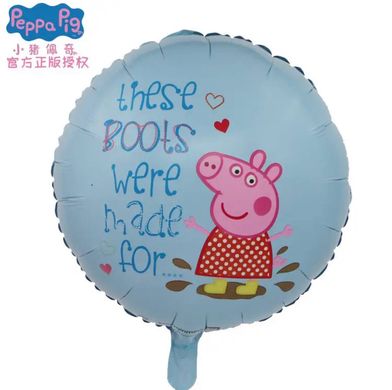Фольгована кулька 18" коло Свинка Пеппа у сукні в горох (Китай)