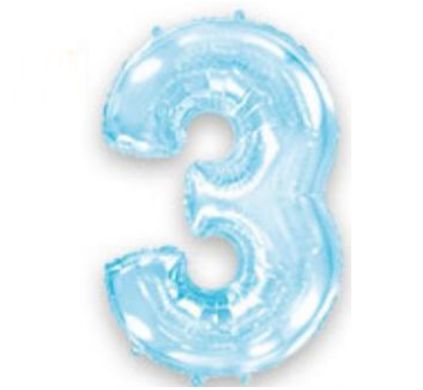 Фольгированный шар Flexmetal цифра «3» Голубой 40"