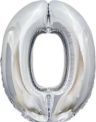 Фольгированный шар цифра «0» Серебро 70 см воздух (Китай)