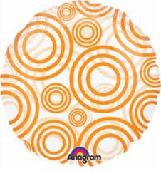 Фольгированный шар Anagram 18” круг оранжевые круги на прозрачном