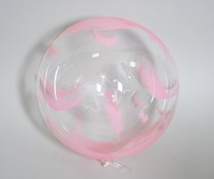 Повітряна кулька Сфера Bubbles (баблс) 18” Прозора з принтом рожеве пір'я (Китай)