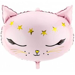 Фольгированный шар PartyDeco Большая фигура Розовая голова кошки